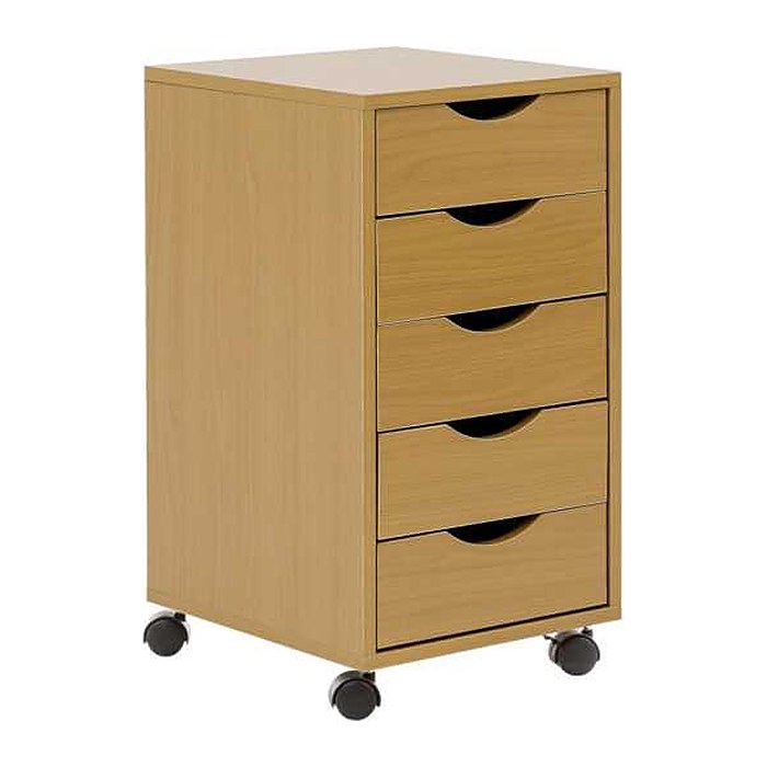 WOHNLING Rollcontainer buche 5 Auszüge 33,0 x 38,0 x 64,0 cm
