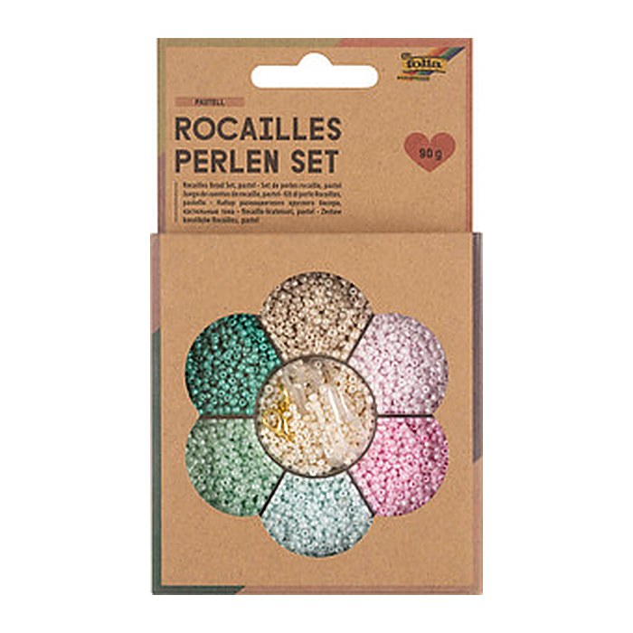 folia Perlen-Set Rocailles pastell mehrfarbig