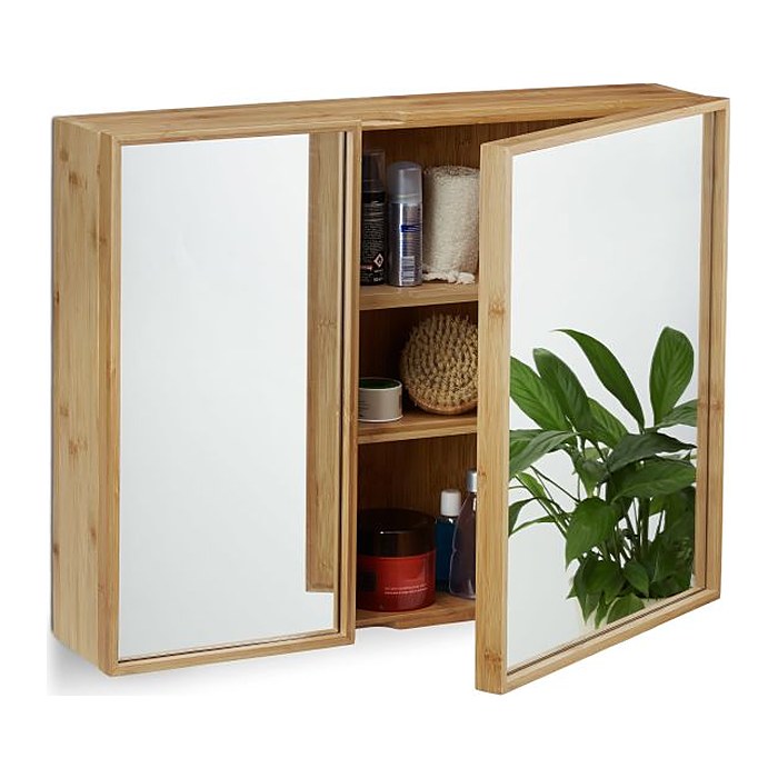 relaxdays Spiegelschrank braun 65,0 x 14,0 x 50,5 cm