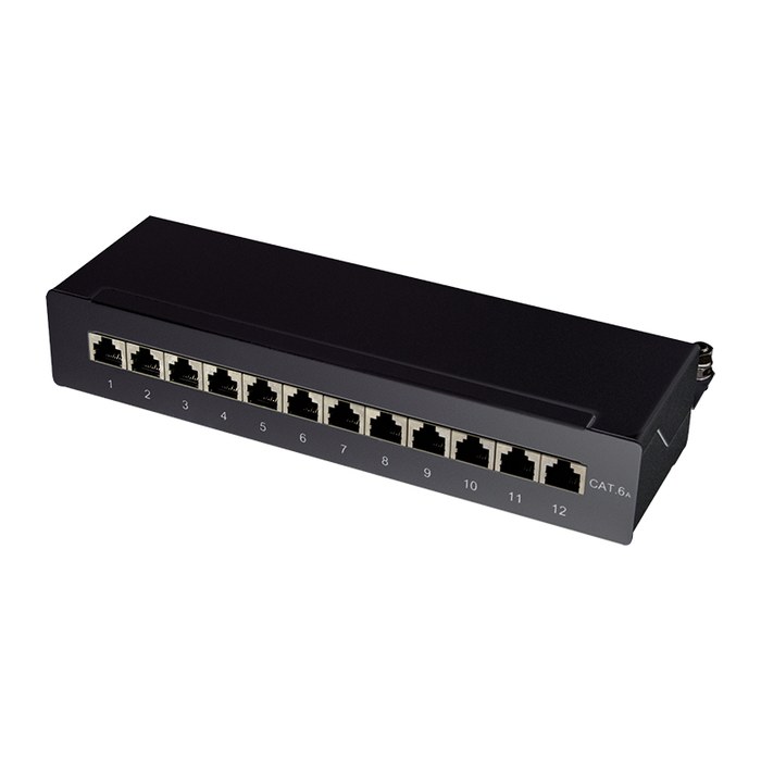 Logilink Patchpanel Tisch/Wand Cat.6A STP 12 Ports, schwarz