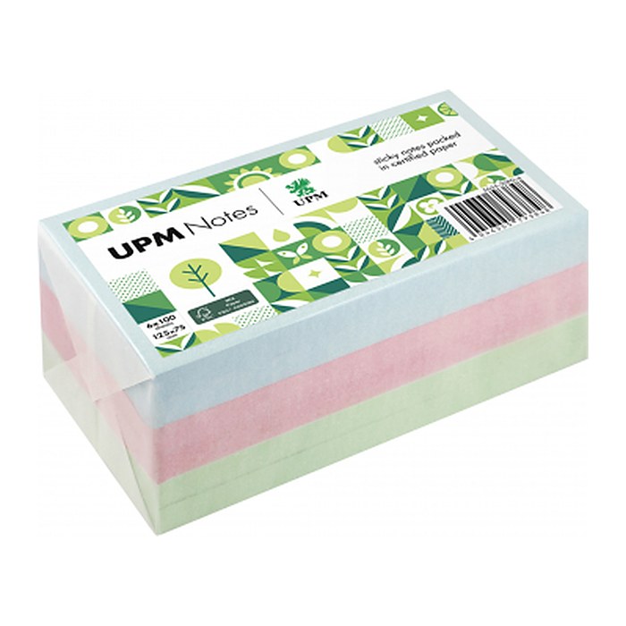 UPM Notes Pastellmix Haftnotizen doppelte Haftung farbsortiert, 6 Blöcke