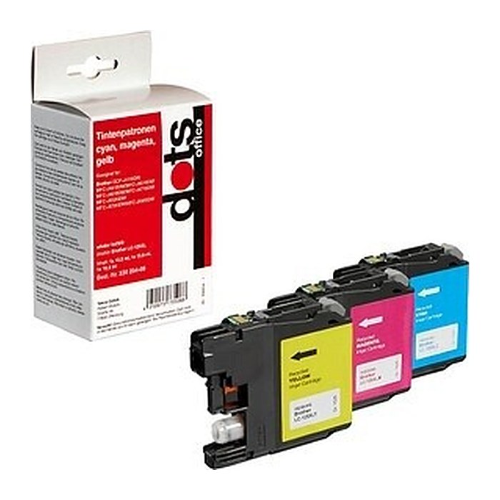 dots  cyan, magenta, gelb Druckerpatronen kompatibel zu brother LC125XLRBWBP , 3er-Set