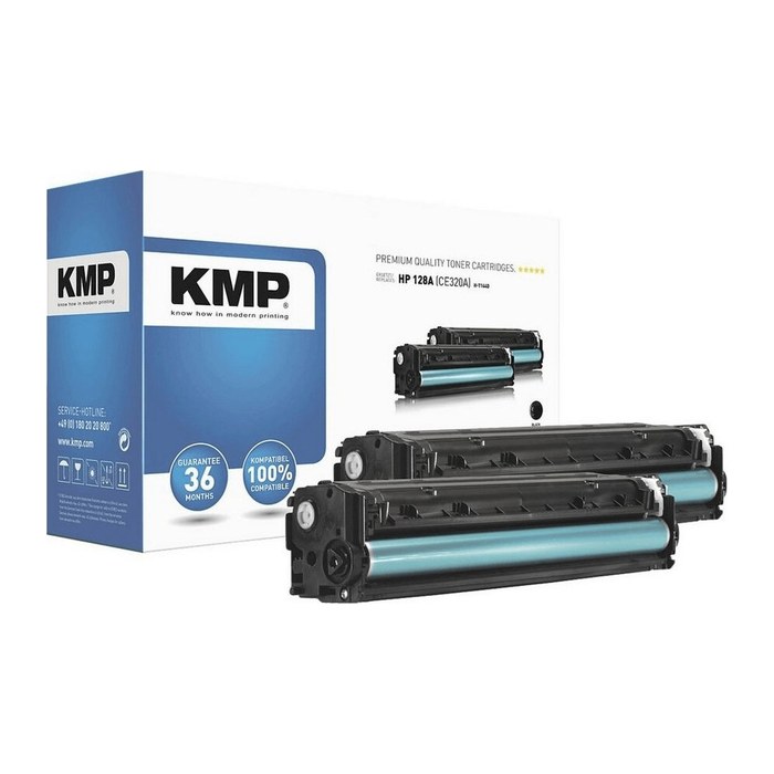 KMP H-T144D schwarz Toner kompatibel zu HP 128A (CE320AD), 2er-Set