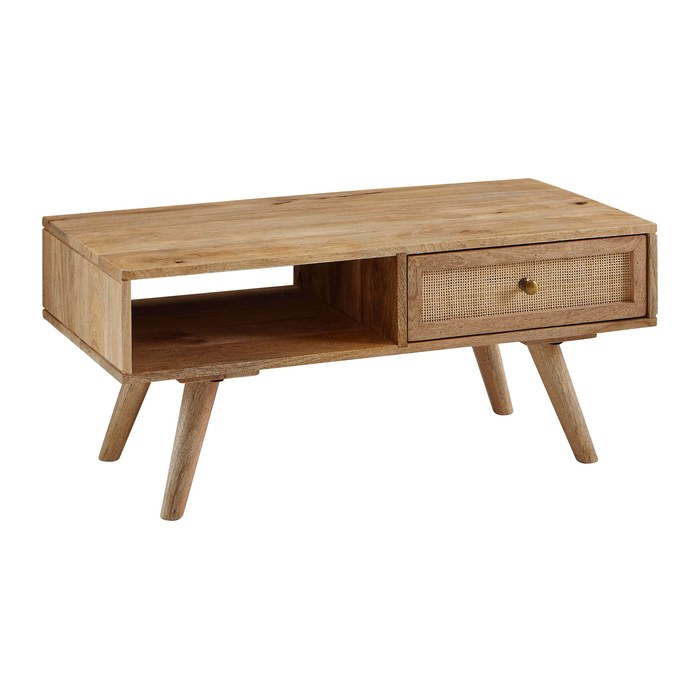 WOHNLING Couchtisch rechteckig Massivholz mango 90,0 x 45,0 x 40,0 cm, 1 St.