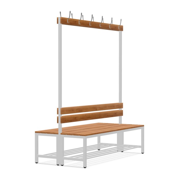 Garderobenbank doppelseitig – 1600 mm lang – aus Holz/Stahl