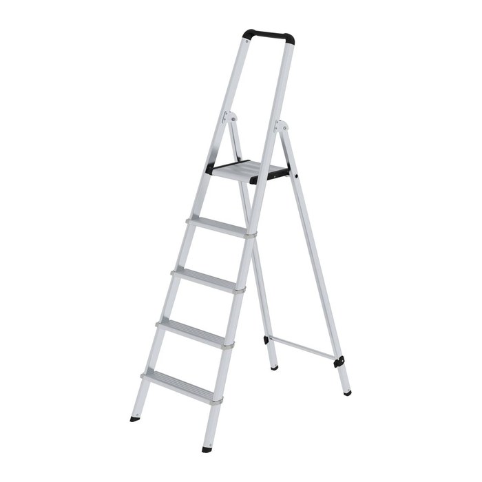 MUNK Stehleiter einseitig 11225 silber 5 Stufen, H: 178,0 cm