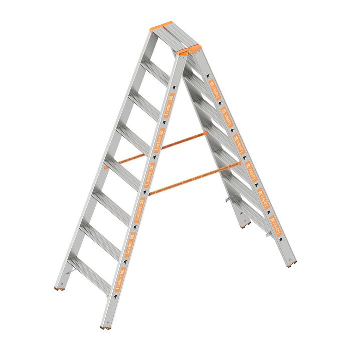 Layher Stehleiter beidseitig TOPIC 1043 silber 2x 8 Stufen, H: 200,0 cm