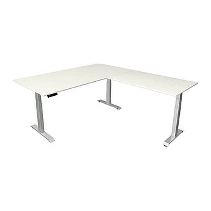 Kerkmann Move 4 elektrisch höhenverstellbarer Schreibtisch weiß rechteckig, T-Fuß-Gestell silber 200,0 x 220,0 cm