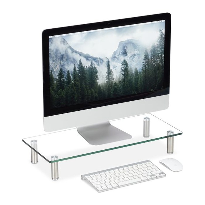 relaxdays Monitorständer silber, transparent