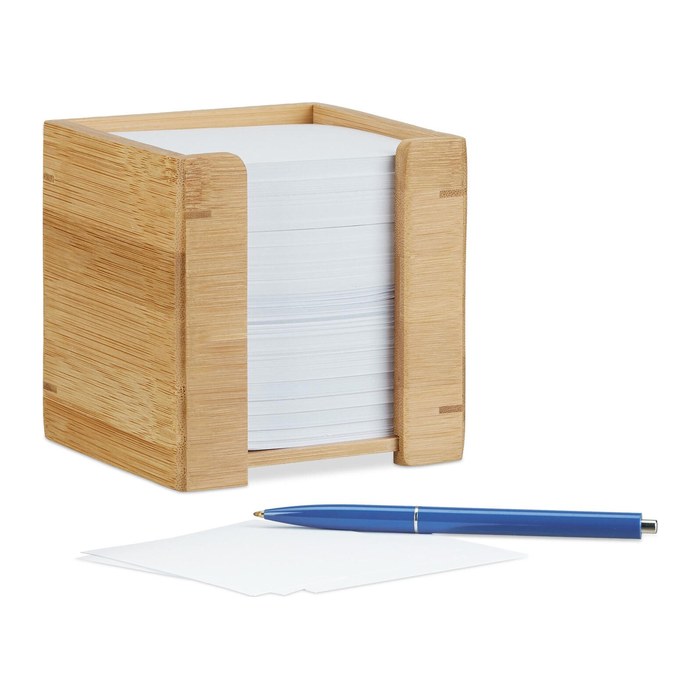 relaxdays Zettelbox braun inkl. 900 Notizzettel, 1 St.