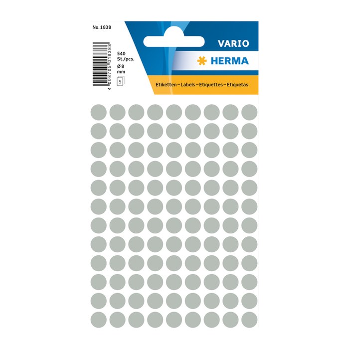 HERMA Klebepunkte 1838 grau Ø 8,0 mm, 10x 540 St.