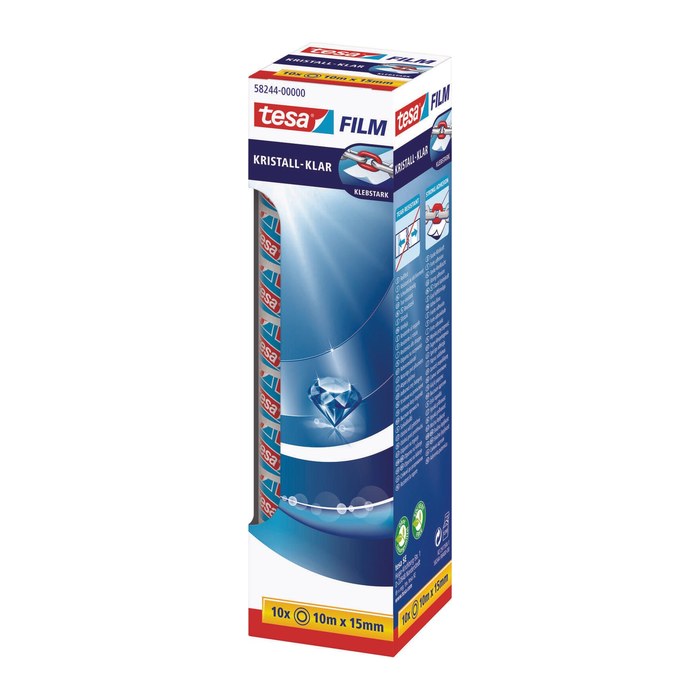 tesa KRISTALL-KLAR Klebefilm transparent 15,0 mm x 10,0 m 10 Rollen