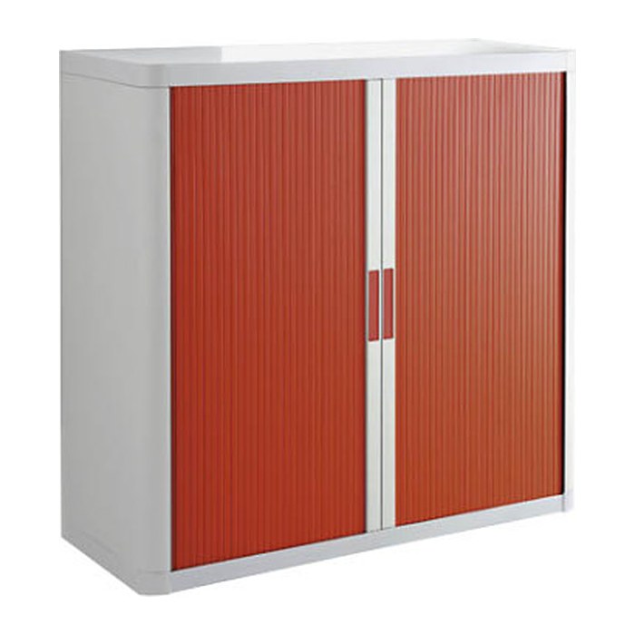 PAPERFLOW easyOffice Rollladenschrank weiß, rot ohne Fachböden 110,0 x 41,5 x 104,0 cm