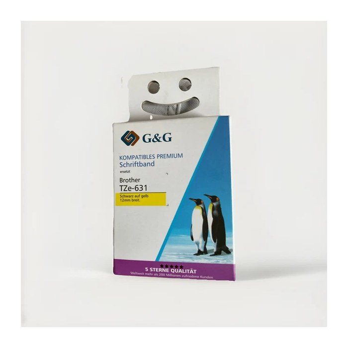G&G Schriftband ersetzt Brother TZe-631 14957, 12 mm, schwarz auf gelb, 1 St.