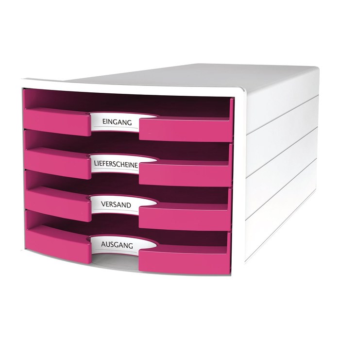 HAN Schubladenbox IMPULS pink 1013-56D, DIN A4 mit 4 Schubladen, 1 St.