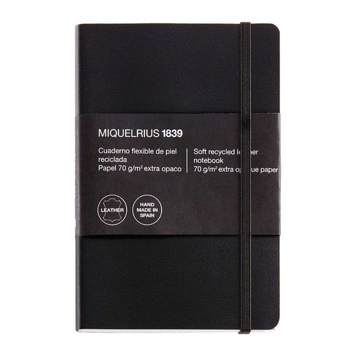 MIQUELRIUS Notizbuch Leather ca. DIN A6 kariert, schwarz Softcover 300 Seiten, 1 St.
