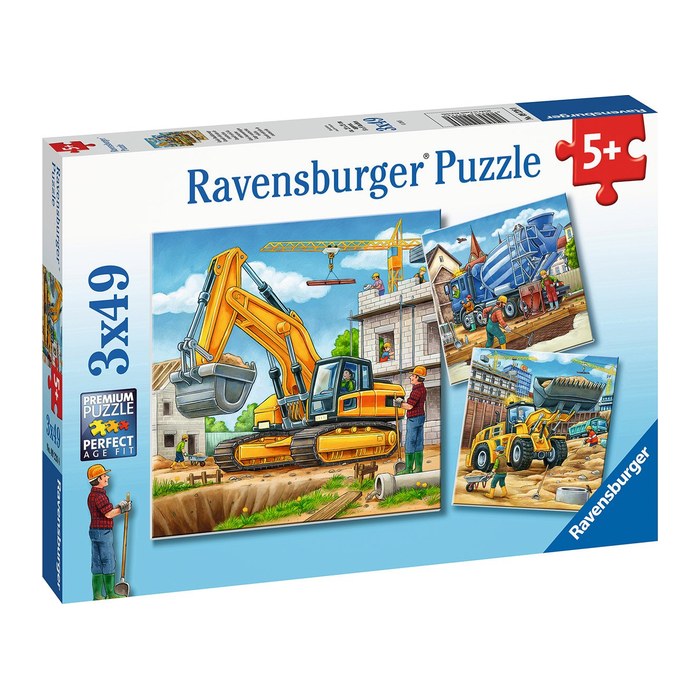 Ravensburger Große Baufahrzeuge Puzzle, 3 x 49 Teile