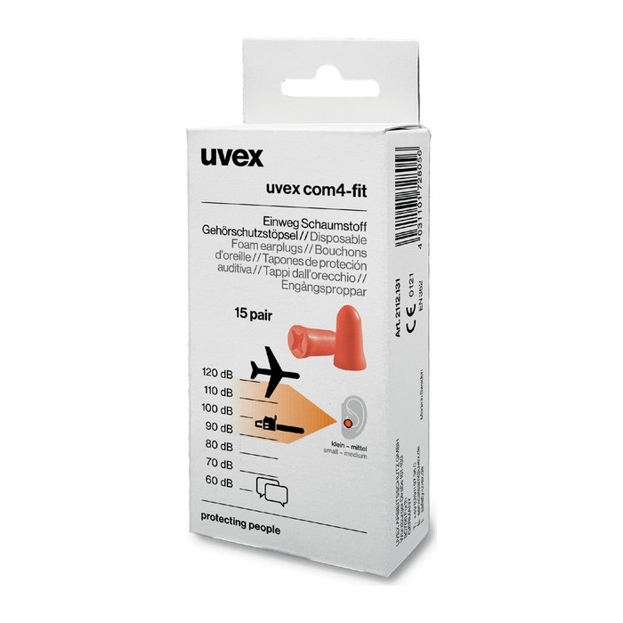 uvex com 4-fit Ohrstöpsel 33 dB Schaumstoff, 15 Paar