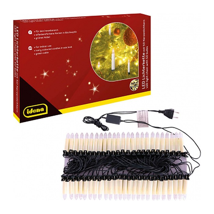 Idena 50er Kerzen LED Lichterkette grün 26,0 m, 1 St.
