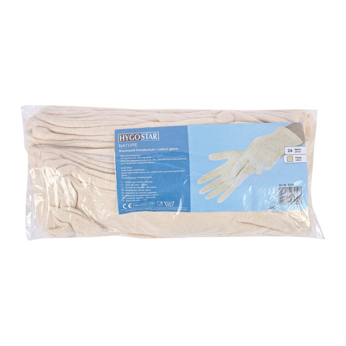 HYGOSTAR unisex Arbeitshandschuhe Nature weiß Größe 10, 24 St.