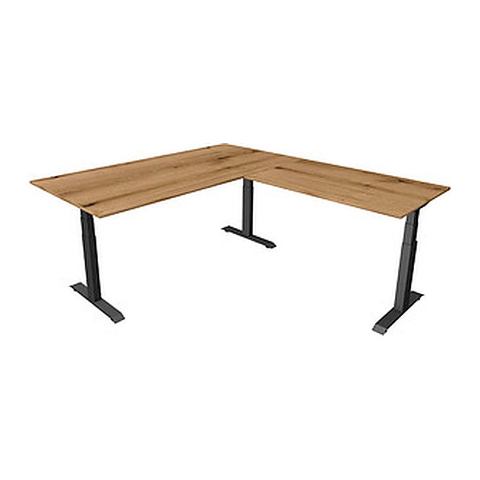 Kerkmann Move 4 elektrisch höhenverstellbarer Schreibtisch eiche rechteckig, T-Fuß-Gestell grau 200,0 x 220,0 cm