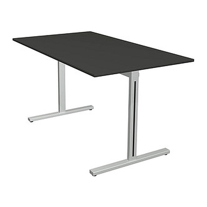 Kerkmann Form 1 Schreibtisch anthrazit rechteckig, T-Fuß-Gestell silber 140,0 x 80,0 cm