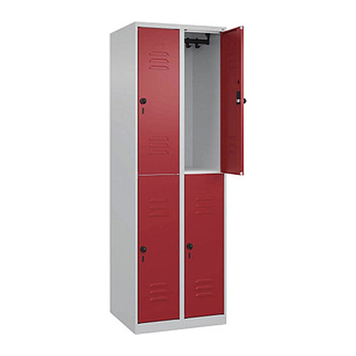 CP Spind Classic Plus lichtgrau, rubinrot 080300-20 S10001, 4 Schließfächer 60,0 x 50,0 x 185,0 cm
