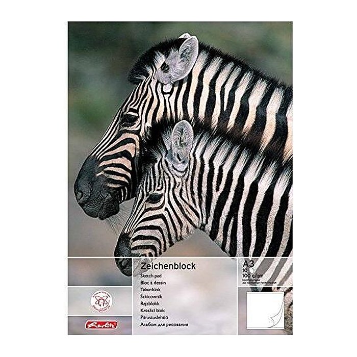 herlitz Zeichenblock DIN A3 100 g/qm, 10 Blatt, 1 Block