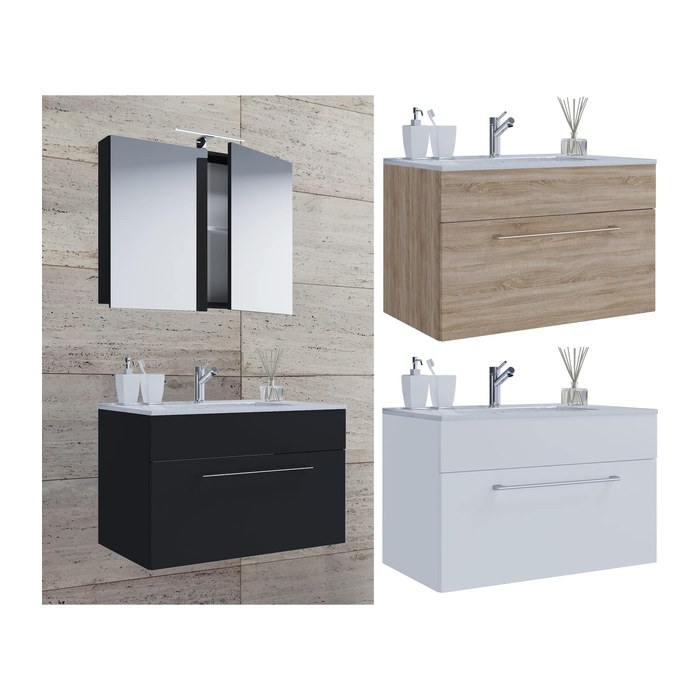 VCM my bath Badmöbel-Set 3-teilig Badinos 914815 schwarz 60,0 x 46,0 x 50,0 cm