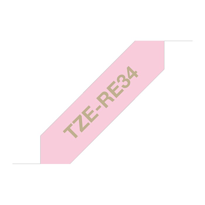 brother Textil-Schriftband TZe-RE34 TZERE34, 12 mm, gold auf rosa, 1 St.