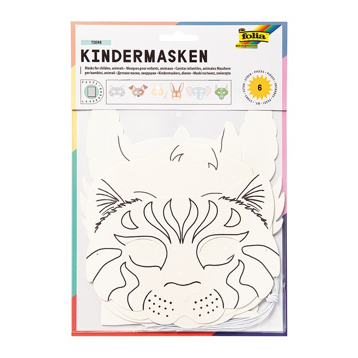 folia Bastelset Kindermasken weiß 6 St.