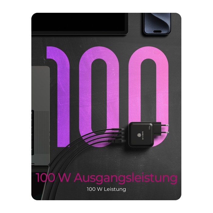 ICY BOX USB-C Ladegerät GaN 100W 4 Port PD 3.0 IB-PS1040-PD