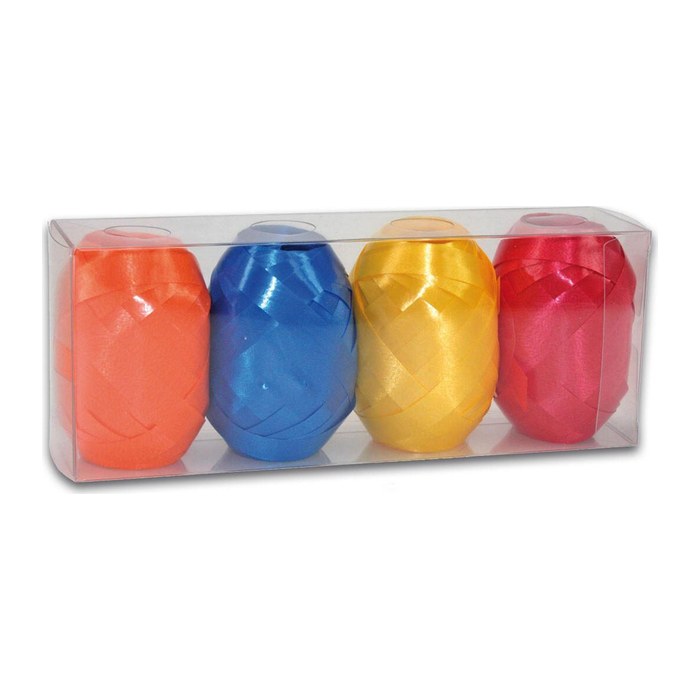 PRÄSENT Geschenkband AMERICA satiniert orange/blau/gelb/rot 8,0 mm x 4x 20,0 m