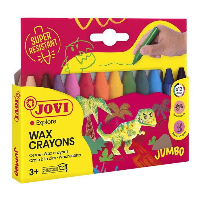 JOVI Wax Crayons Jumbo Wachsmalstifte farbsortiert, 12 St.