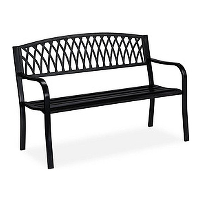 relaxdays Gartenbank 10030991_0 schwarz Metall 127,0 cm