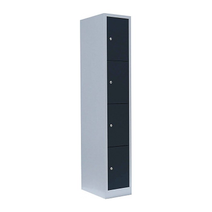 LÜLLMANN Schließfachschrank anthrazit, lichtgrau 520418, 4 Schließfächer 31,5 x 50,0 x 180,0 cm