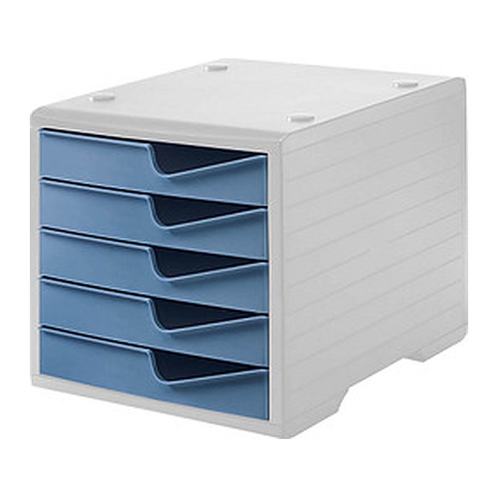 styro Schubladenbox styroswingbox taupenblau 275-8430.3681, DIN A4 mit 5 Schubladen, 1 St.