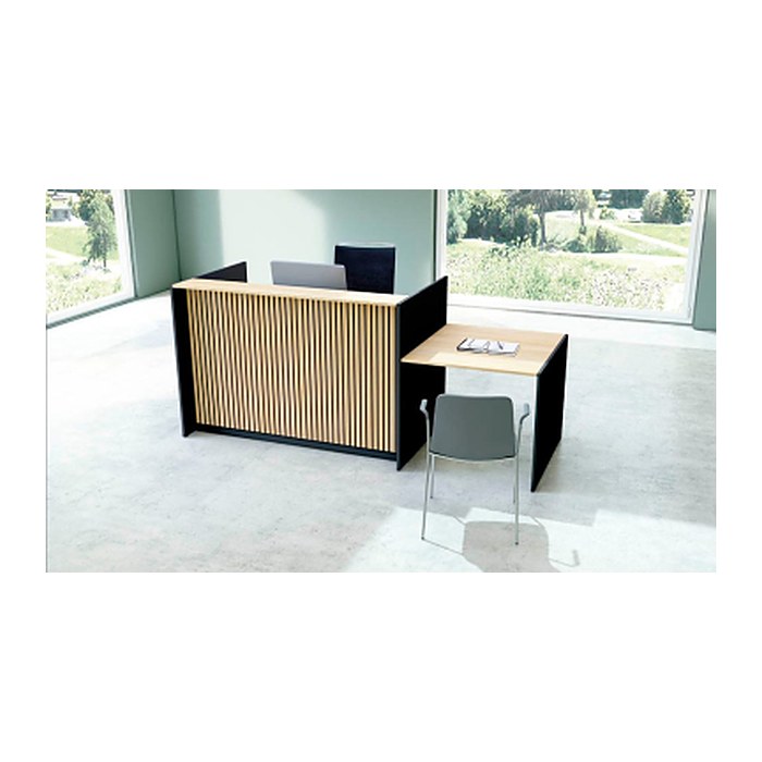 Kerkmann Empfangstheke Marino up & down Für 1 Person mit Besprechungtisch 85,0 x 98,0 cm (BxT), eiche 253,0 x 98,0 x 112,0 cm