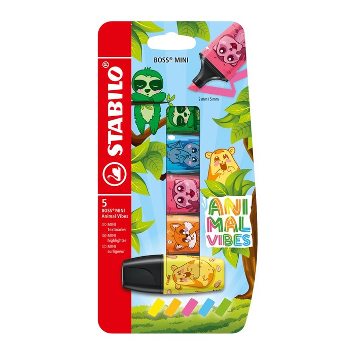 STABILO BOSS MINI Animal Vibes Textmarker farbsortiert, 5 St.