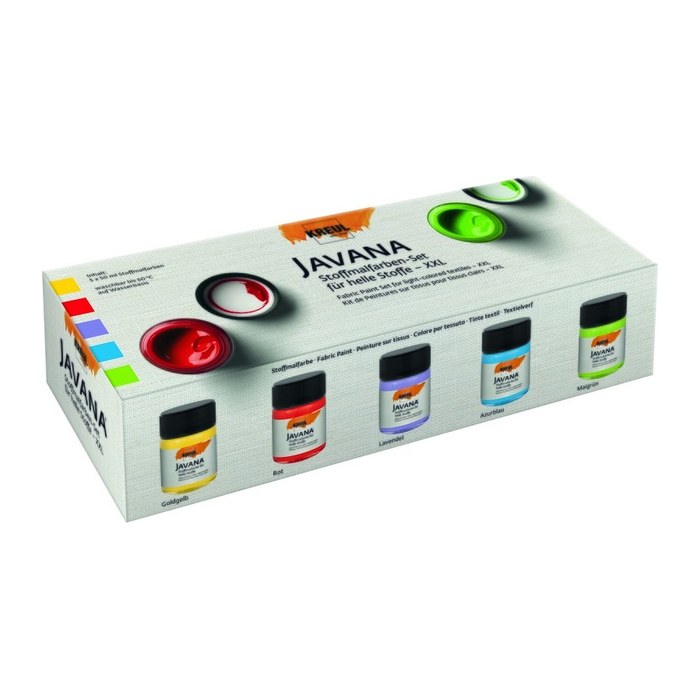 KREUL Javana XXL Stoffmalfarbe farbsortiert 5 x 50 ml, 5 St.