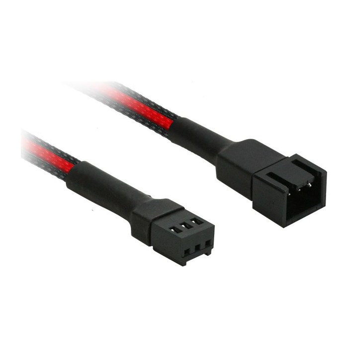 Nanoxia Kabel 3-Pin Verlängerung, 30 cm, schwarz/rot