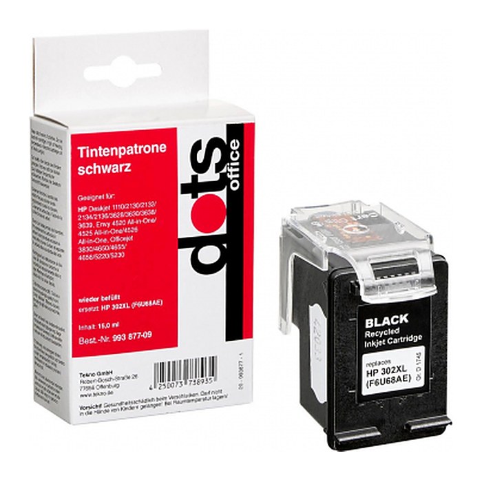 dots schwarz Druckerpatrone kompatibel zu HP 302XL (F6U68AE)