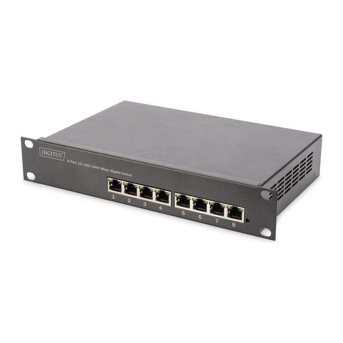 DIGITUS Switch 8-Port Gigabit 10" 80W PoE Managed schwarz