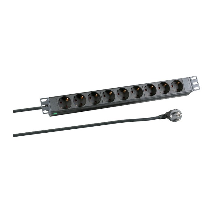 EFB 19" 1HE Steckdosenleiste 9x 2.0m ohne Schalter, schw.