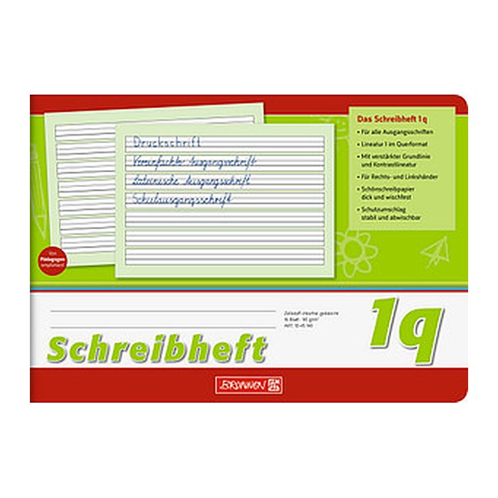 BRUNNEN Schreiblernheft Lineatur 1q liniert DIN A5 quer ohne Rand, 16 Blatt, 1 St.