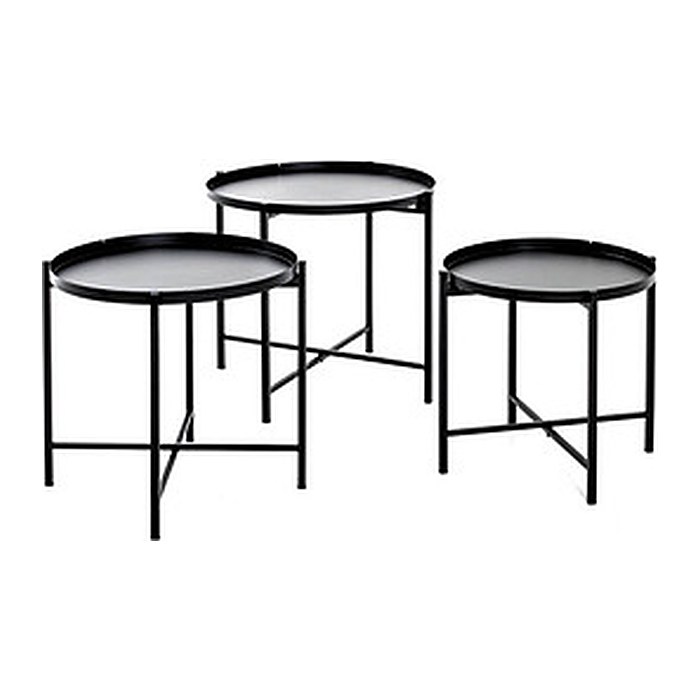 HAKU Möbel Beistelltische-Set rund Metall schwarz, 3 St.