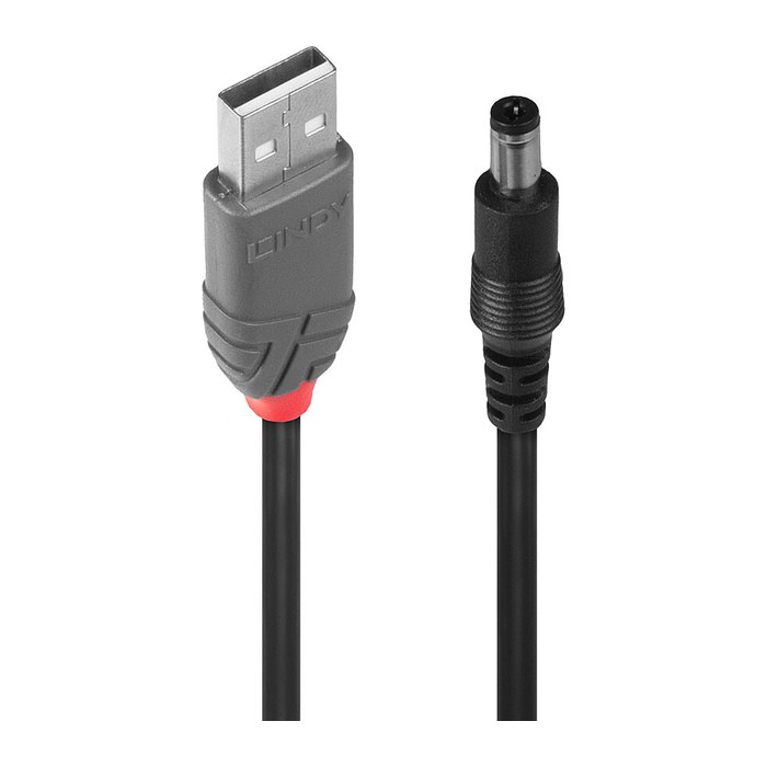LINDY USB Typ A - DC 5.5/2.1mm Adapterkabel Hohlstecker 1.5m