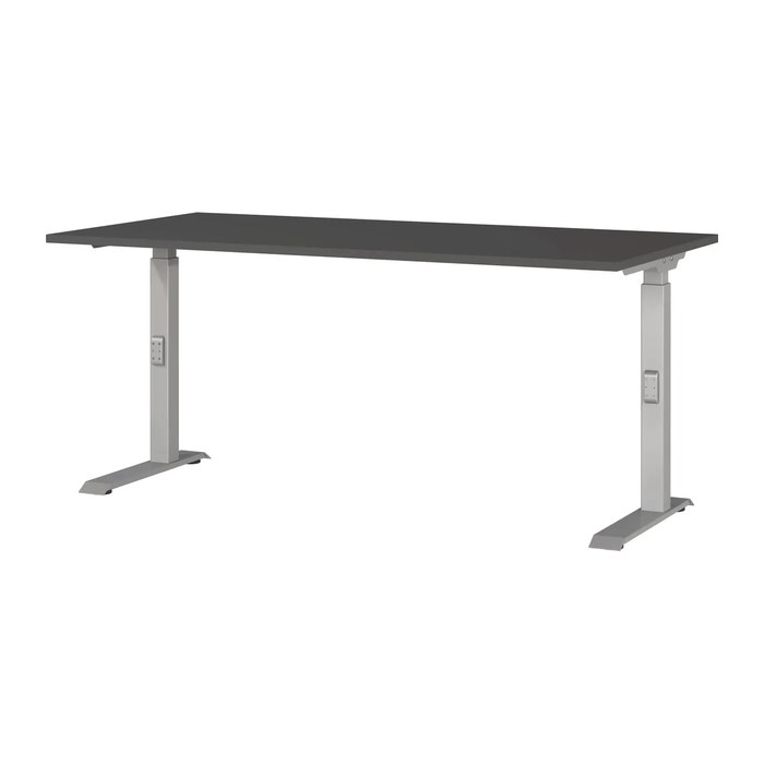 GERMANIA DOWNEY höhenverstellbarer Schreibtisch grafit rechteckig, C-Fuß-Gestell silber 160,0 x 80,0 cm