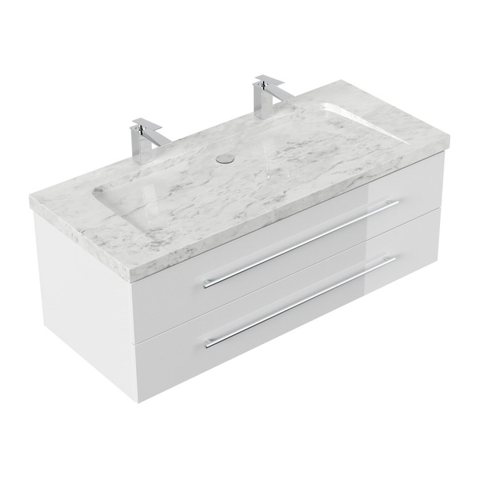 POSSEIK Waschbecken mit Unterschrank WHITE YAMO 130 weiß glanz 130,0 x 55,0 x 50,0 cm