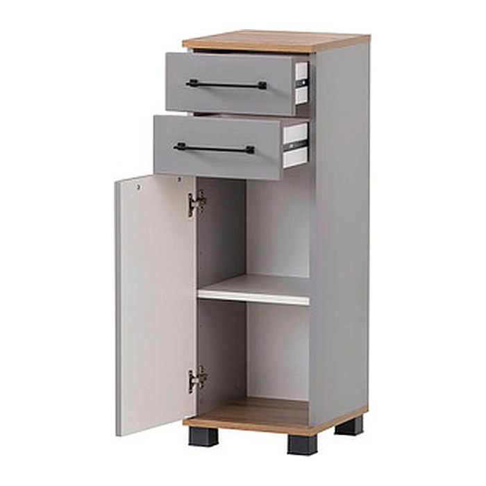 MÖBELPARTNER Badschrank Jelda 154217 platingrau, eiche-landhaus 30,3 x 32,6 x 88,1 cm